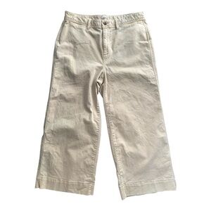 Gap High Rise Wide Leg Cropped Pants‎ Chino Khaki Sz 14 P Neutral Cotton Ankle